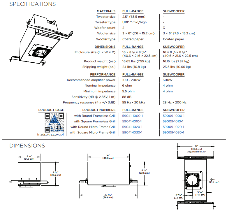 Triad InCeiling DS4/9 FR Full-Range