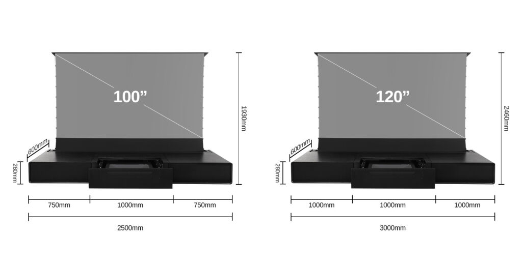 Laser TV Lowboard Integrated Maße 2