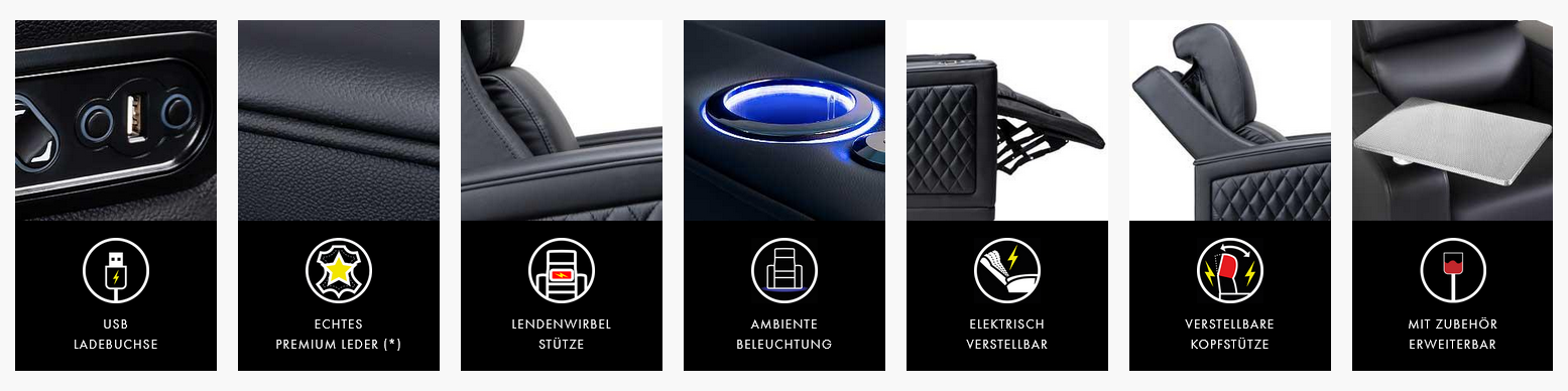 Zinea Kinosessel Prestige Dark 1er Leder 